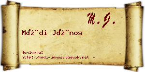 Mádi János névjegykártya